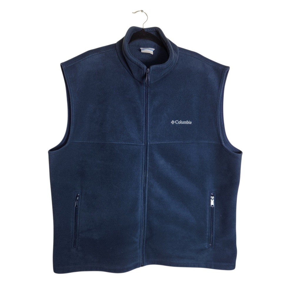 Columbia Mens XXL Navy Blue Fleece Full Zip Sleeveless Vest